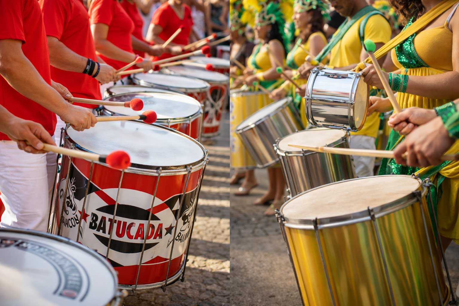 Actuación de batucada brasileña
